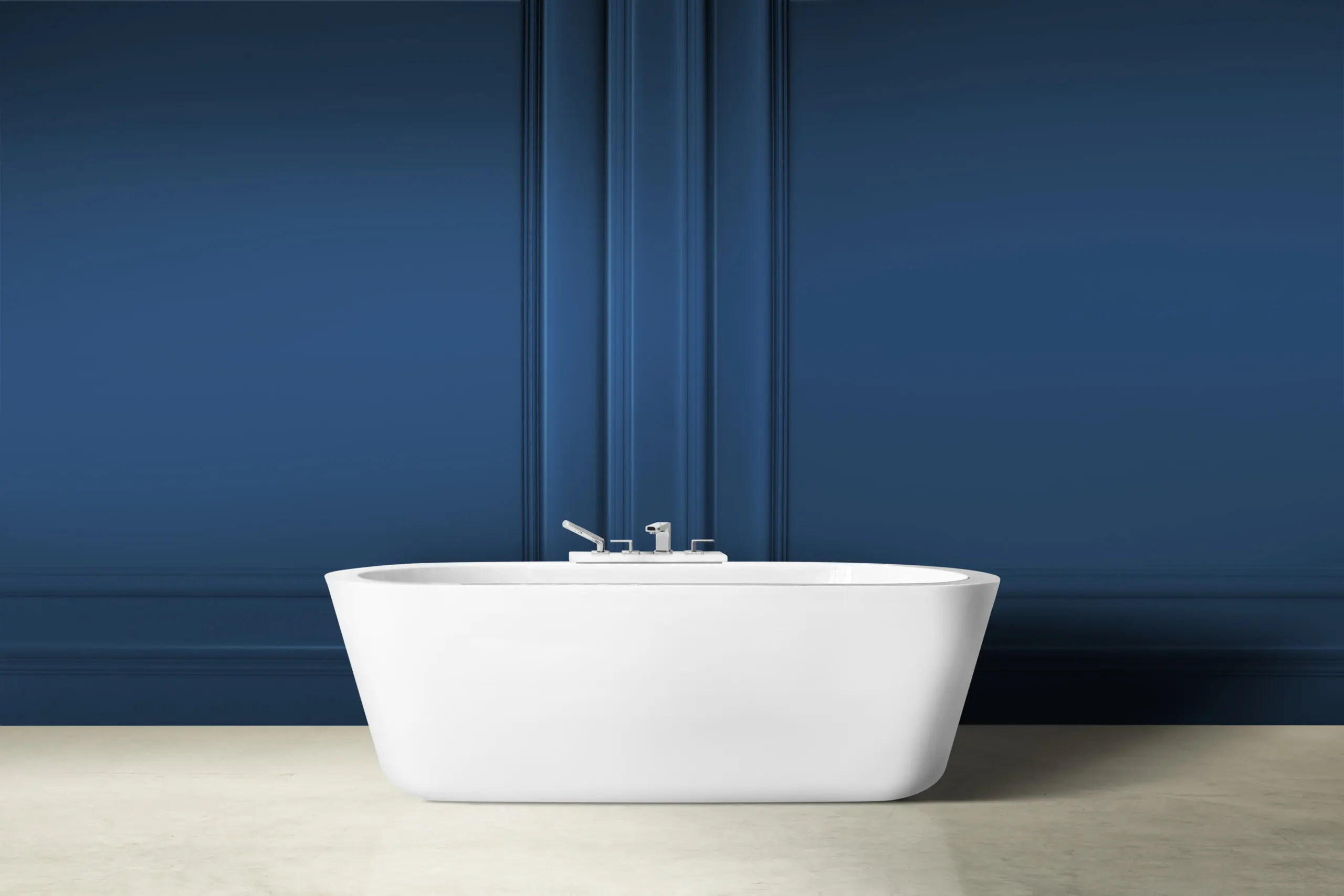 Modern luxury bathroom interior design with panelling wall
