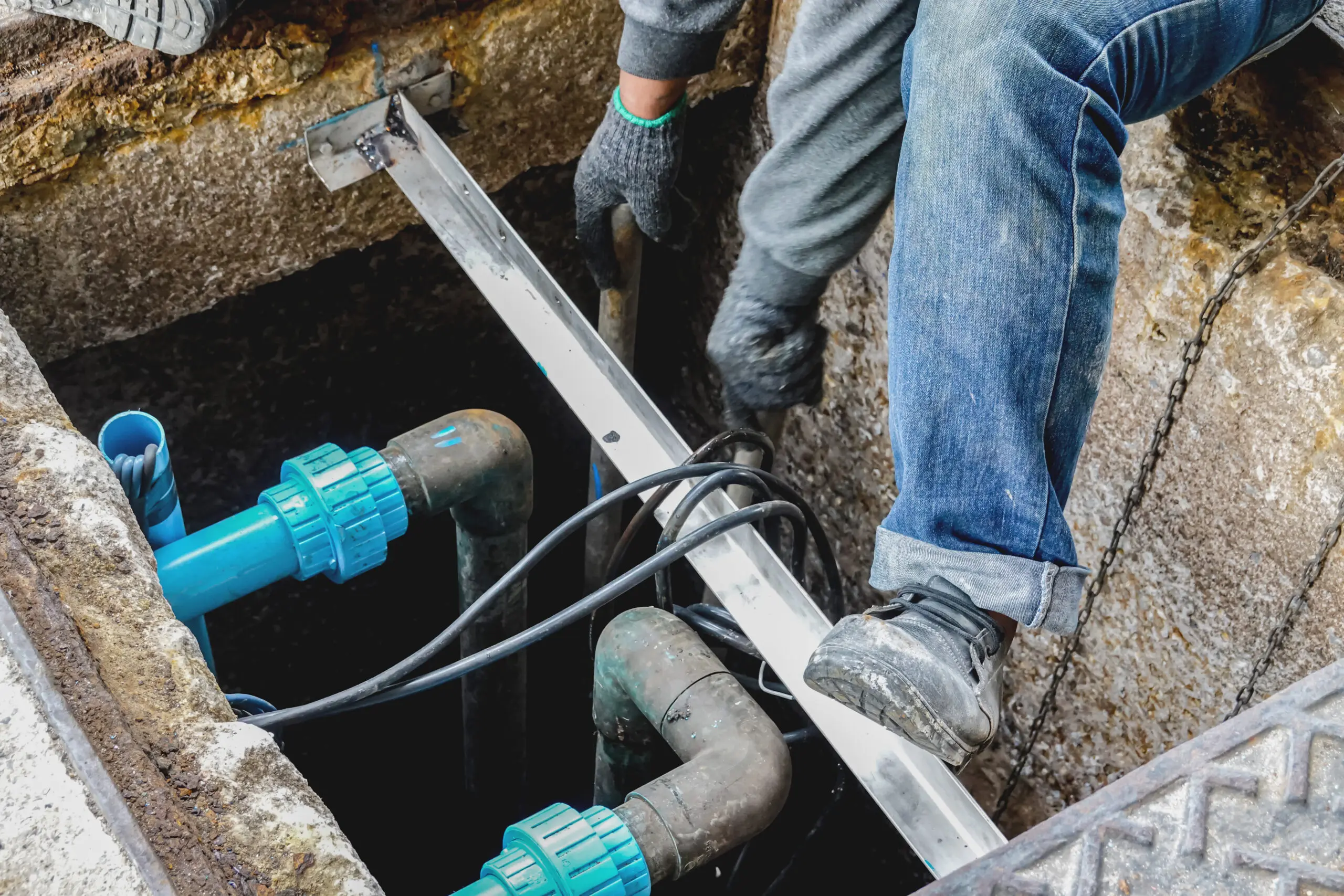 men working in a drain